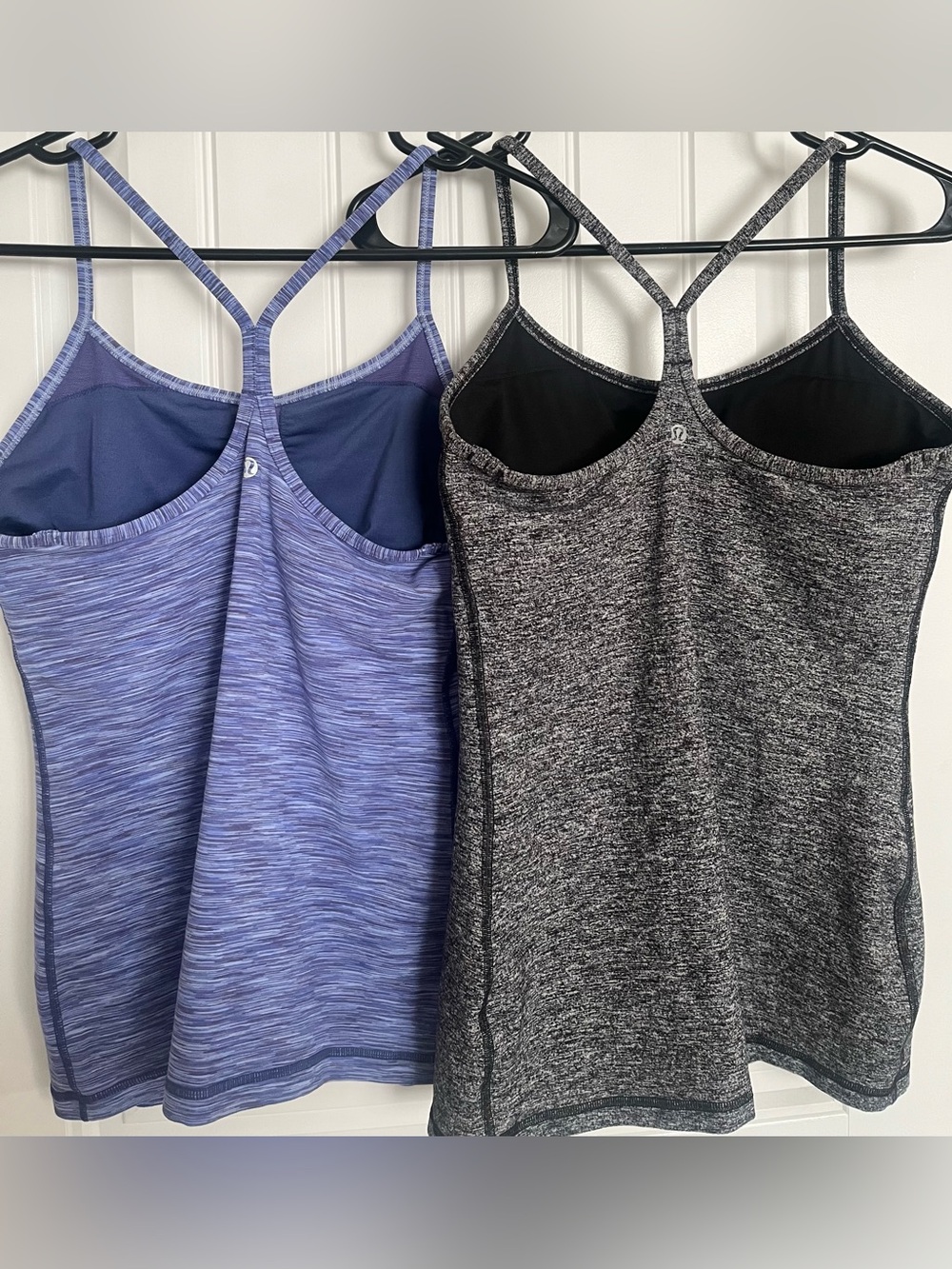 lululemon athletica Lavender/Blue & Heathered Gray Strappy Tank Tops - Size 8